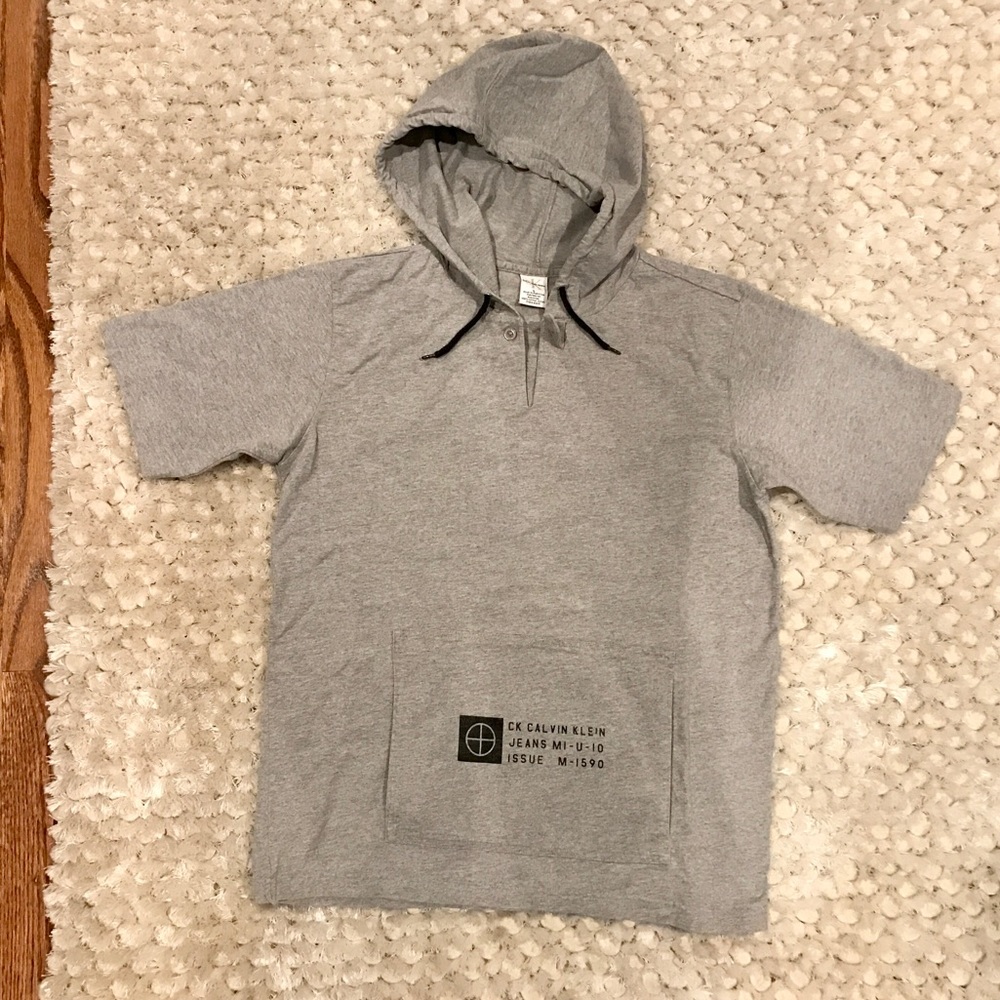 Vintage Calvin Klein T Shirt Hooded Gray CK Jeans